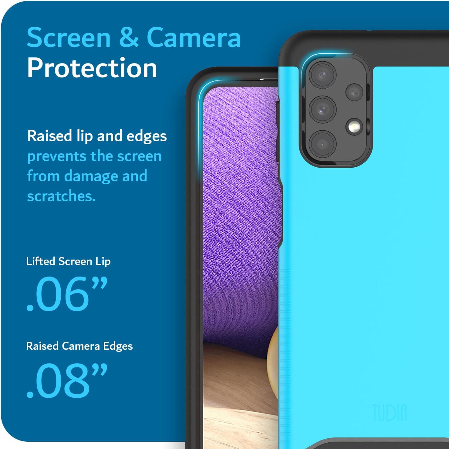 TUDIA DualShield Designed for Samsung Galaxy A32 5G Case, [Merge] Shockproof Military Grade Slim Dual Layer Hard PC Soft TPU Protective Case Cover - Blue