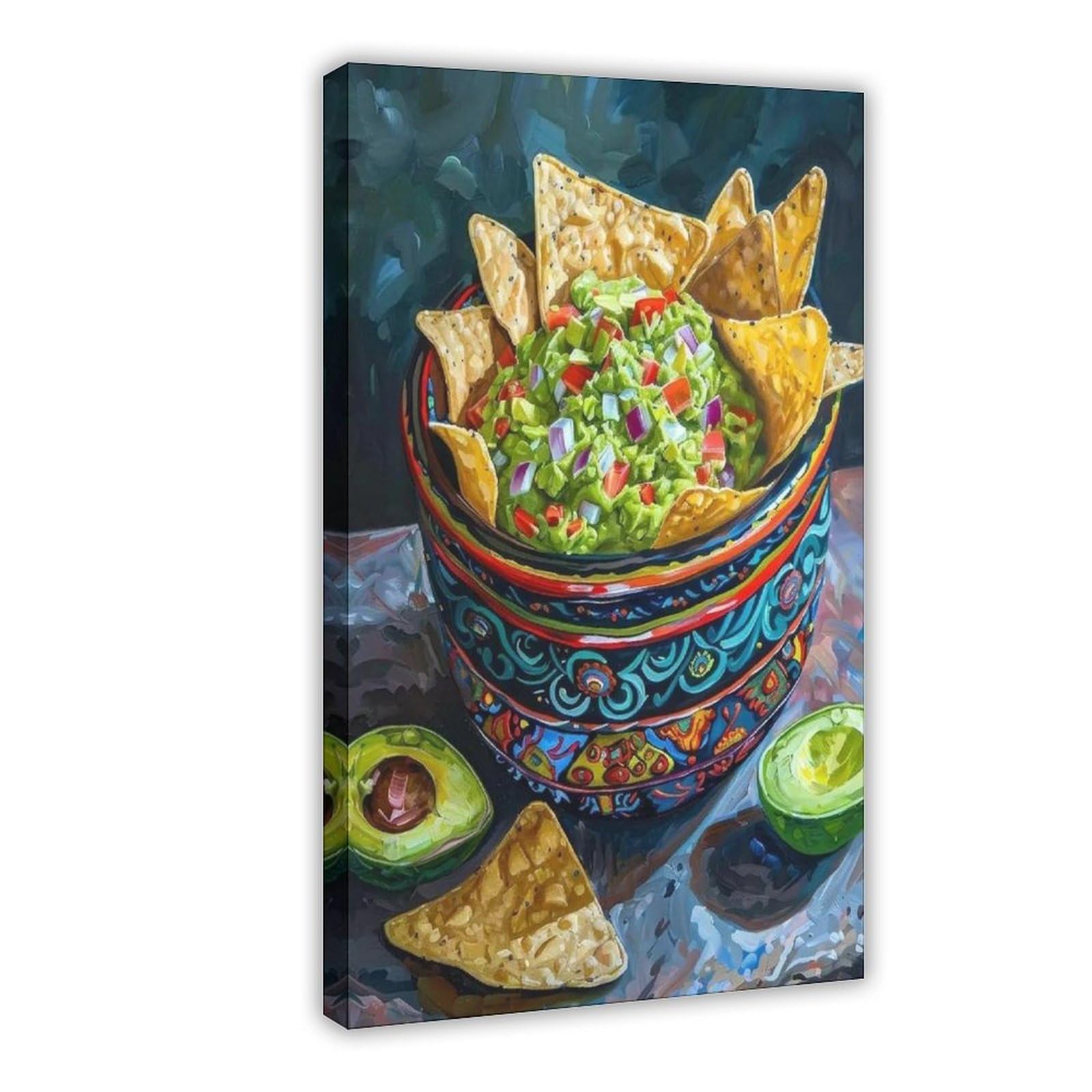 Bunte Guacamole und Chips Kunst-Leinwandposter Schlafzimmer Dekor Landschaft Büro Zimmer Dekor Geschenk 50,8 cm L x 76,2 cm B