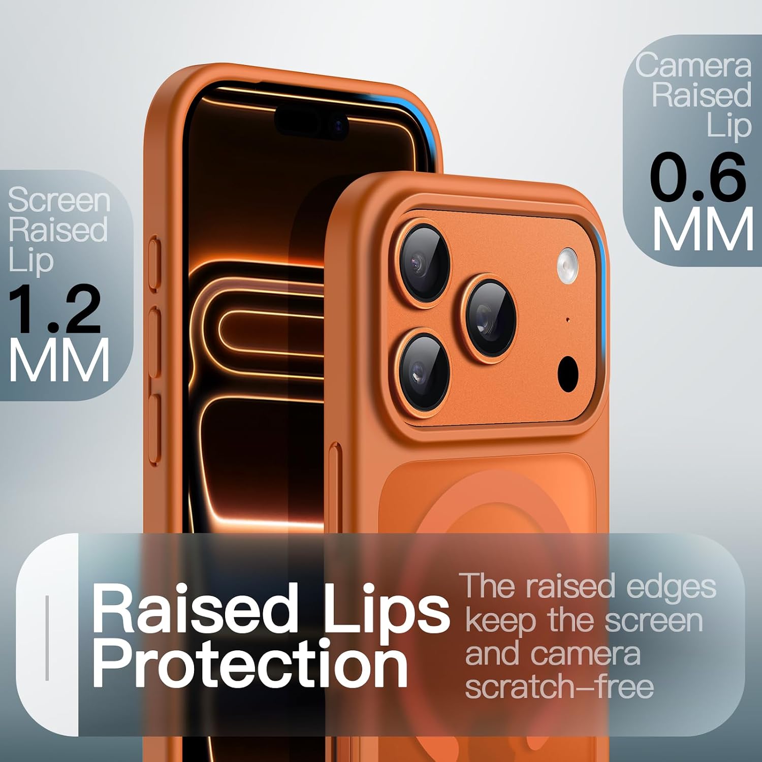 JETech Capa Magnética para iPhone 17 Pro Max 6,9 Polegadas Compatível com MagSafe, Case de Telefone Traseira Fosca Translúcida, Fina e Minimalista À Prova de Choque (Laranja)