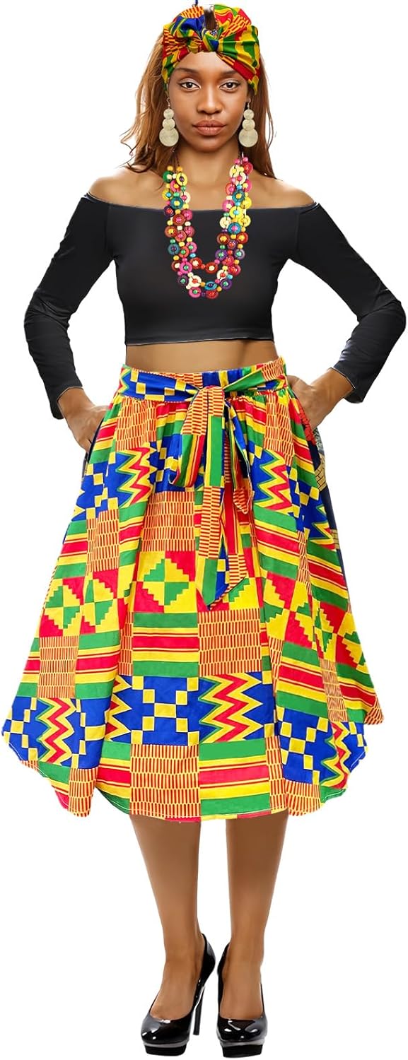 4Pcs African Dresses for Women African Attire Traditional Costume Black History Month Decorations Head Wrap Scarf - Image 5