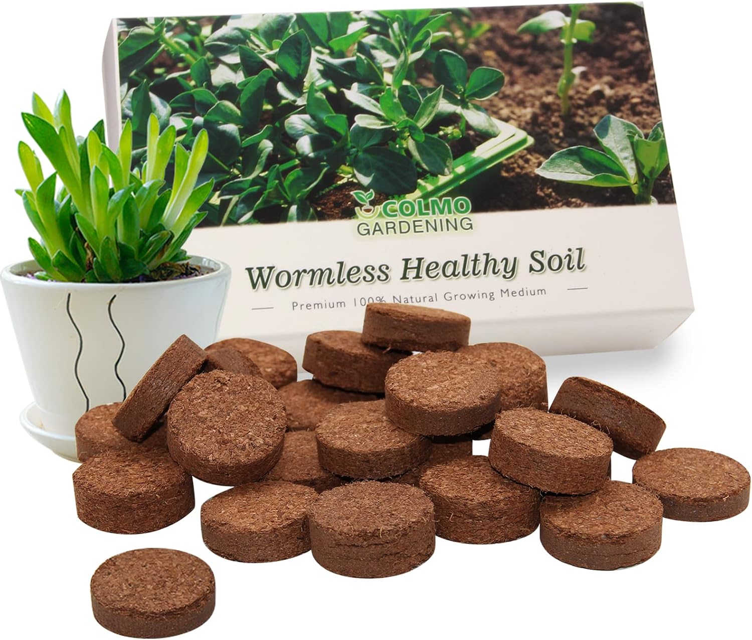 Indoor Potting Soil,Plant Soil - Compressed Coir Fiber Growing Media Organic Indoor Potting Soil for Plants 1.6 inch 24 Count