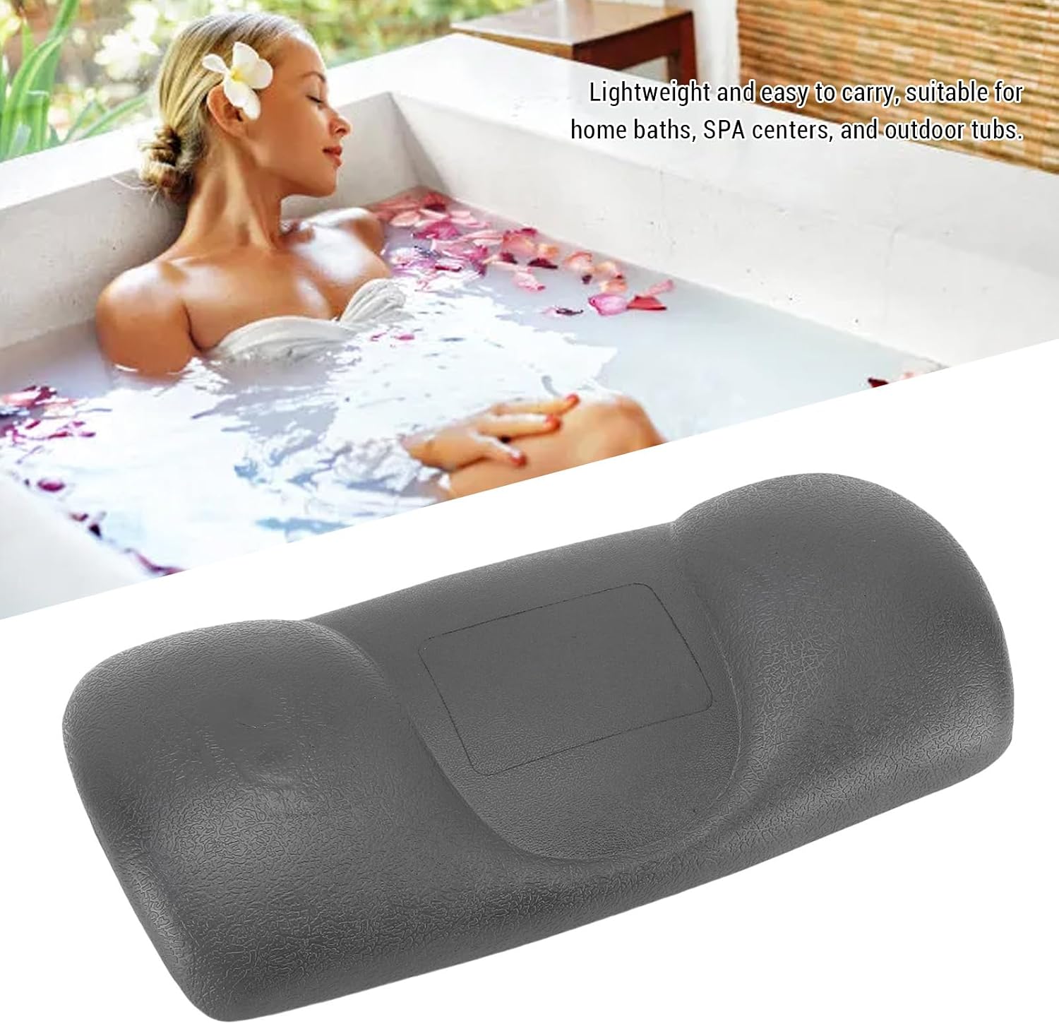 Bathtub Pillow, PU Suction Cup Bath Cushion Bathing Accessories for Home Bathroom Hot Tub Spa