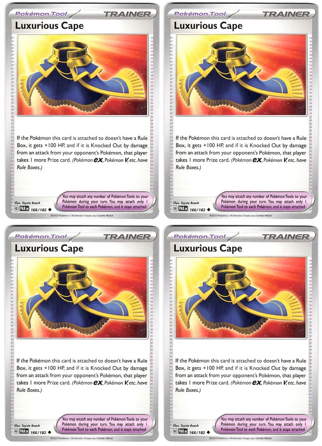 Luxurious Cape 166/182 - Paradox Rift - Pokemon Trainer Card Lot x4