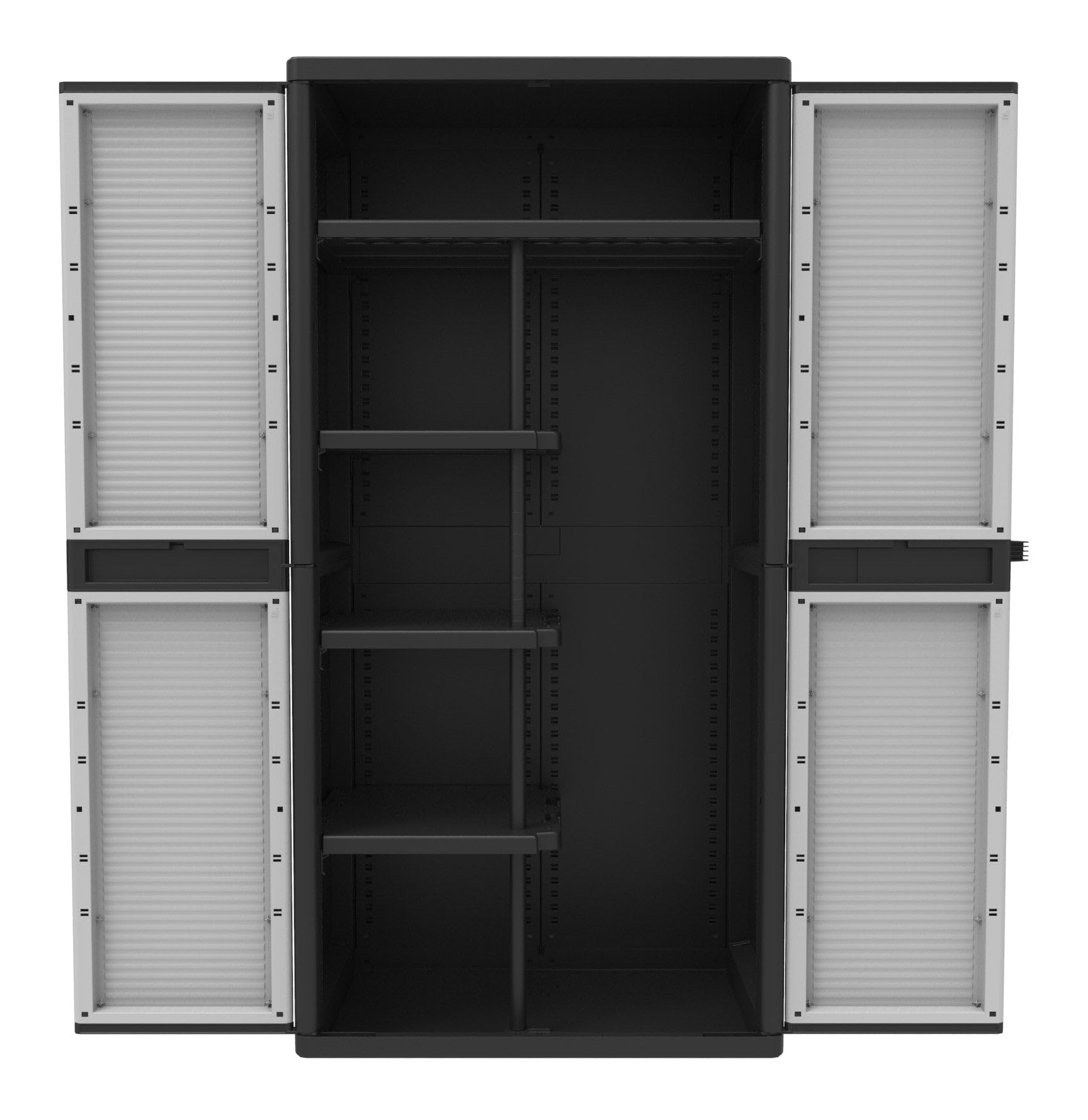 Bonussi Armadio Portascope Modulare da Esterno 89,7x53,7x180 cm 2 Ante 4 Ripiani Polipropilene Grigio e Nero