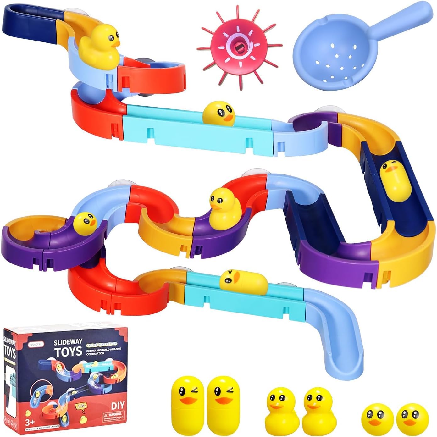 Bath toys for 3 year olds boys girls, 48Pcs Track Game Bath Shower Water Toys for 3 4 5 6 7 8 Year Olds Boys Girls