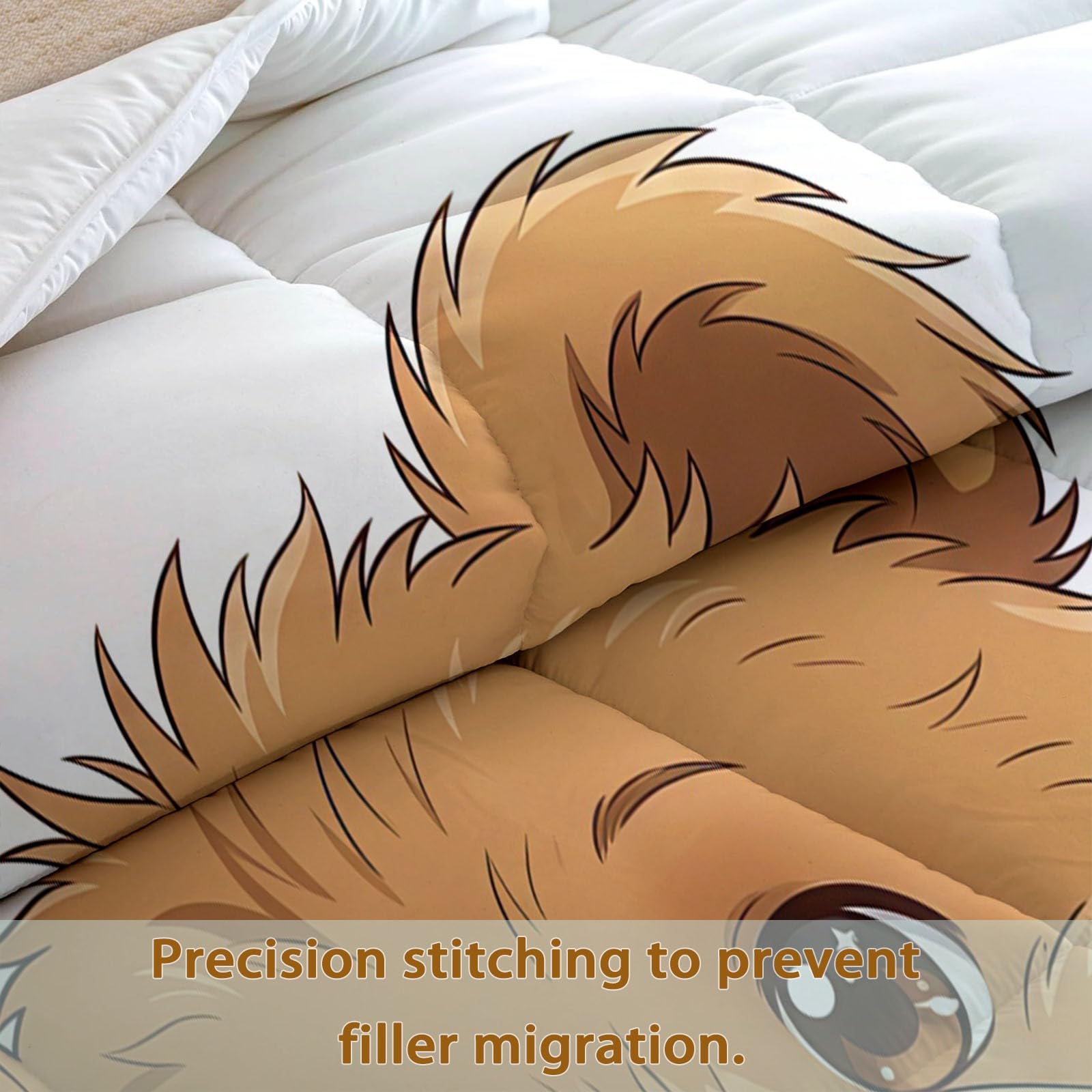 Generico Completo Copripiumino Imbottito 200 x 200 cm Campagna Animali Orsacchiotto Trapunta Tutto in Uno, Microfibra Traspirante & Lavabile Edredón – Set 3 Pezzi con 2 Federe, Design Elegante, Beige