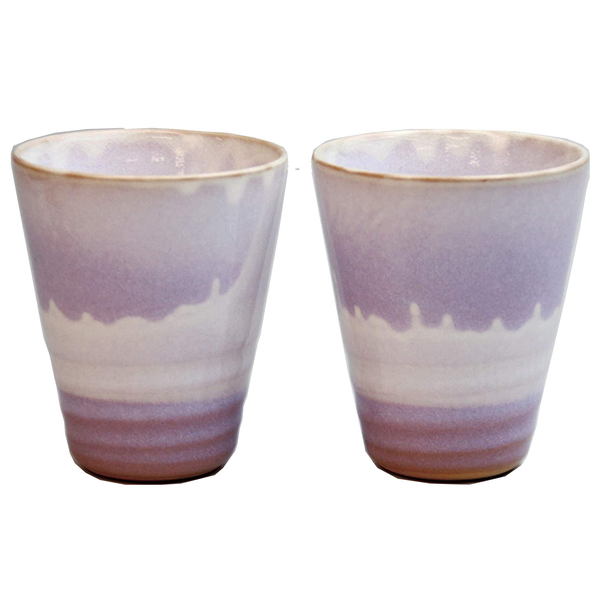 Hagi Ware Rhythm Pair Cup Set Ceramic Tumbler 9.5oz Purple Made in Japan