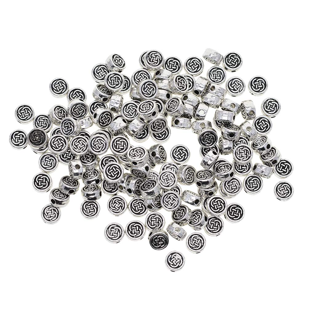 LoveinDIY 100X Rondelle Celtic Knot Beads for Jewelry Making Beads DIY Dangle Charm Pendant Bracelet Necklace Jewellery Findings