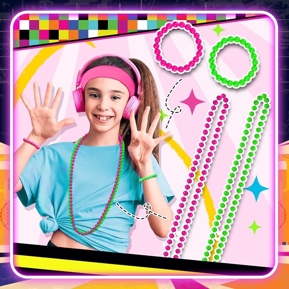 Tacobear 14Pcs Kids 80s Costume 5T-14 Accessories Set Halloween Party Fancy Outfits Cosplay 1980s Theme Retro Hop Hip Girls - Image 7