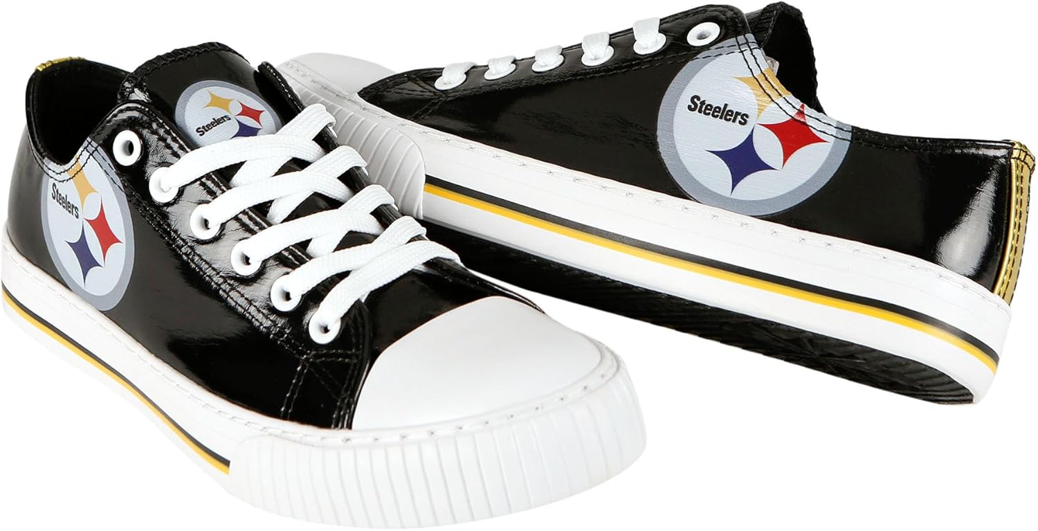 FOCO NFL Womens NFL Team Logo Metallic Ladies Fashion Low Top Canvas Sneakers Shoes