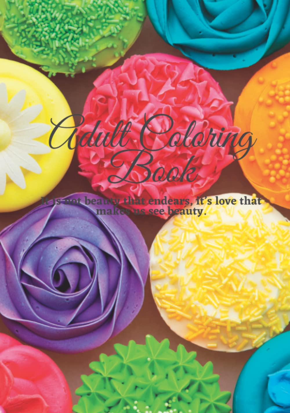 One Sided Adult Coloring Book Hardcover - 7"x10", Lots of Beautiful and Cute Designs