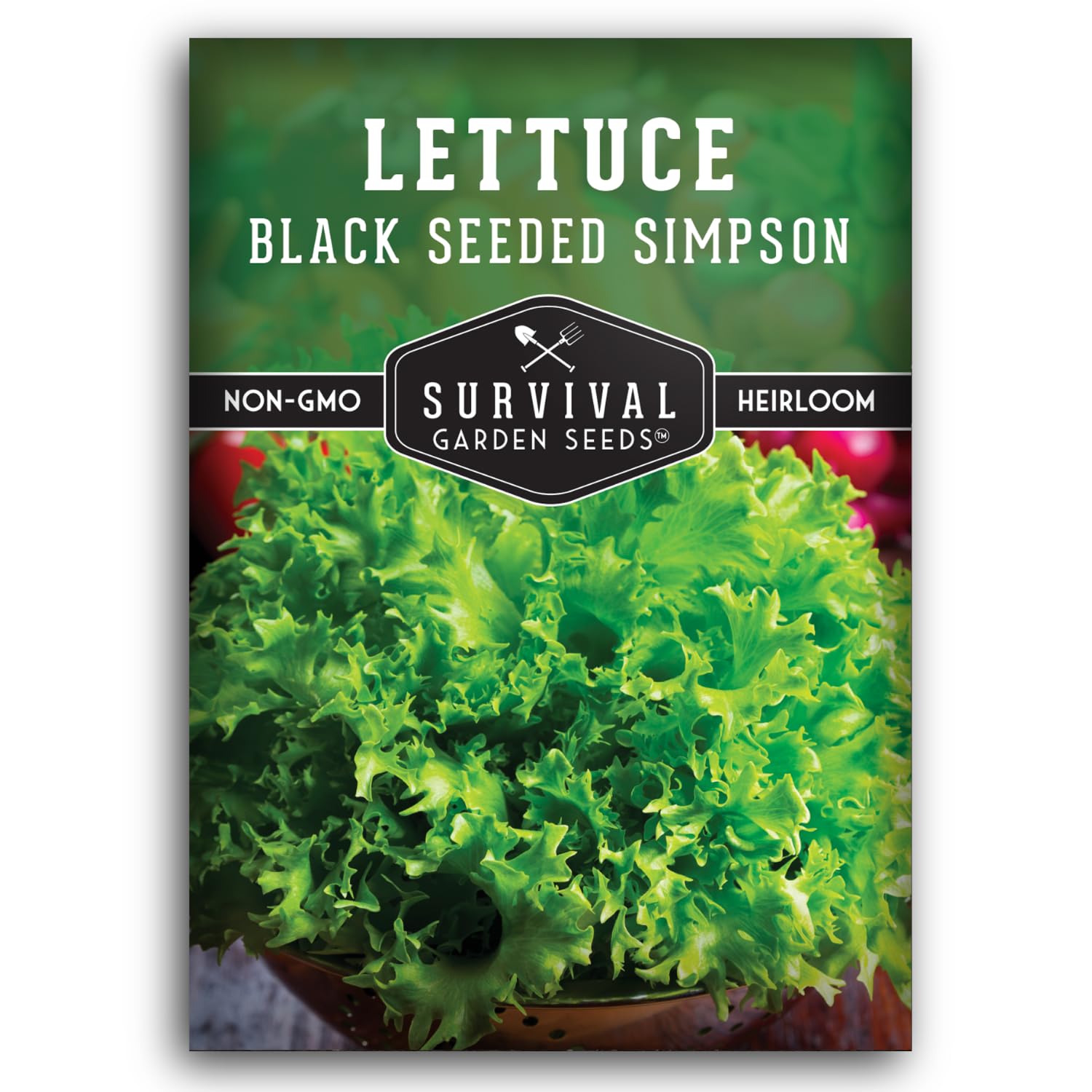 Black Seeded Simpson Lettuce Seeds for Planting – Heat Tolerant, Fast-Growing Leaf Lettuce Variety for Spring or Fall Gardens, High-Yield Heirloom Non-GMO Seeds – Survival Garden Seeds (1 Pack)