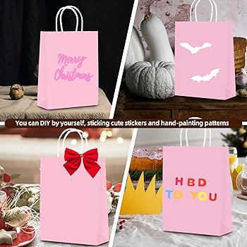 MAOOY 100 Pezzi Sacchetti Carta Con Manici, Sacchetti Di Carta 15 X 8 X 21 Cm, Sacchetti Regalo, Buste Regalo Per Imballaggio, Spesa, Dolciumi, Feste, Matrimoni, Compleanni, Natale