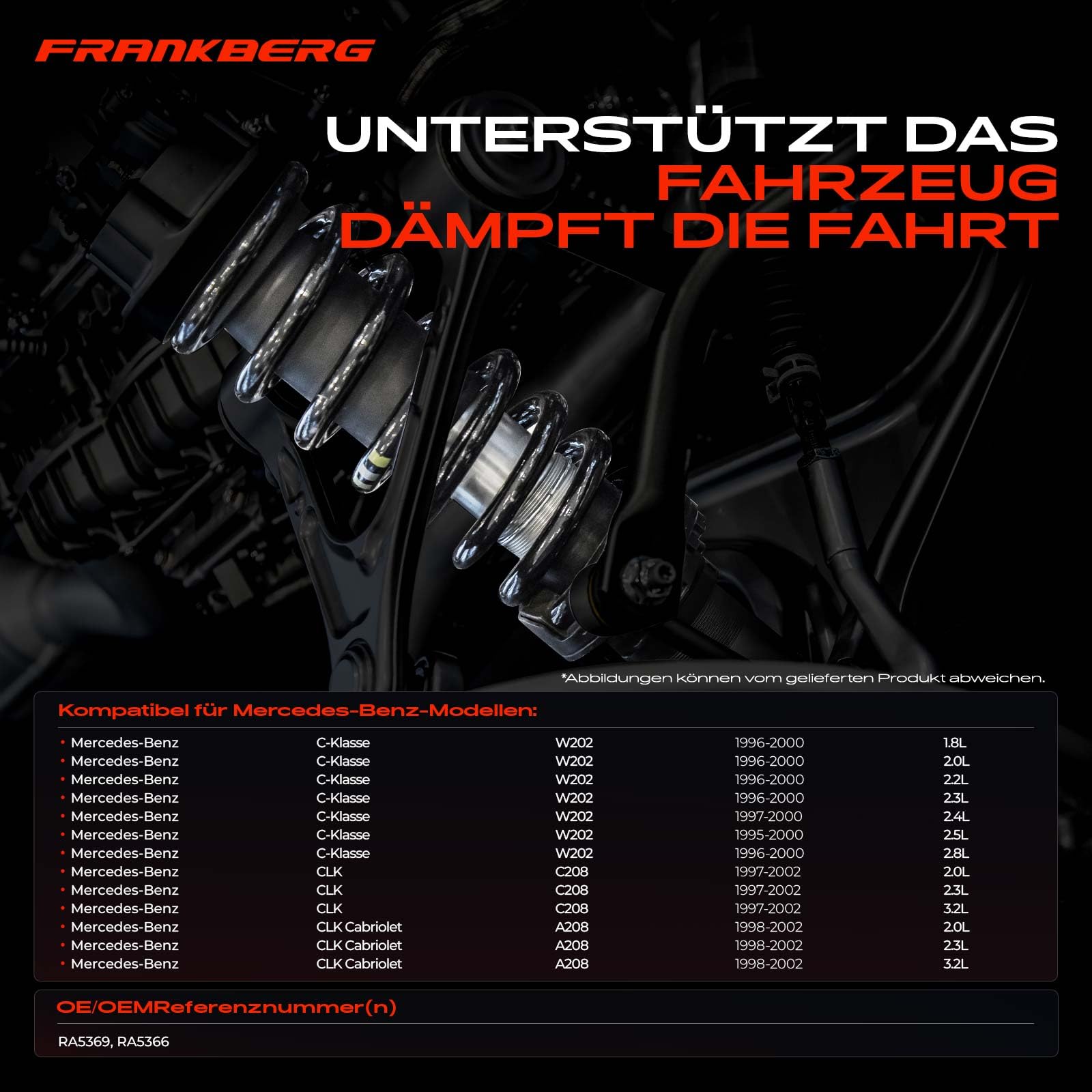 Frankberg 2x Federn Fahrwerksfeder Hinterachse Kompatibel mit W202 C180 C200 C220 C240 1994-2000 C208 200 230 320 1997-2002 A208 200 230 320 1998-2002
