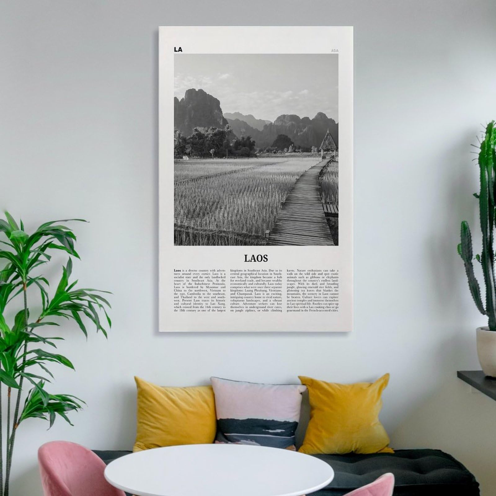 Amazon.com: Laos Print Black And White Landscape, Laos Wall Art