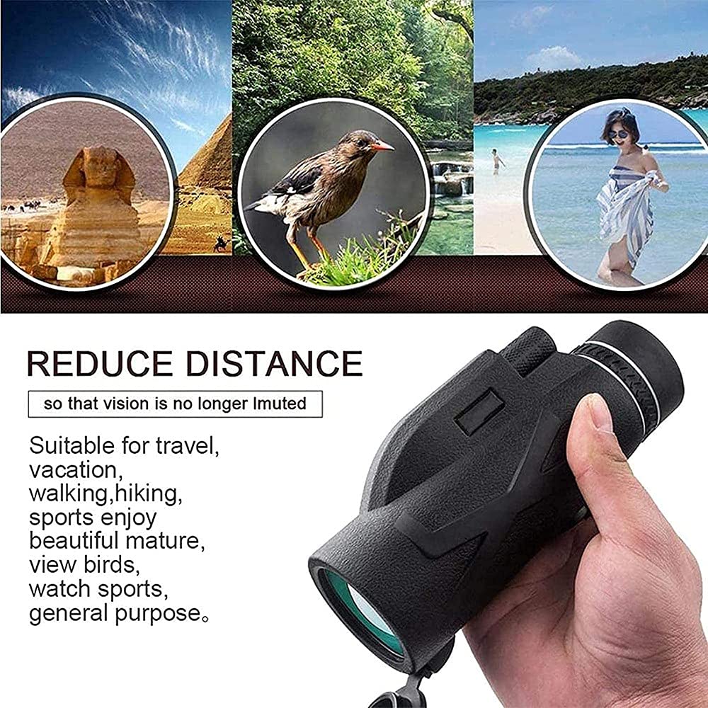 Monoculaire Longue Vue Puissante 80X100 Prisme Telescope AVCE Trepied Et Support de Téléphone Portable Compact Étanche pour L'observation des Oiseaux Les Voyages