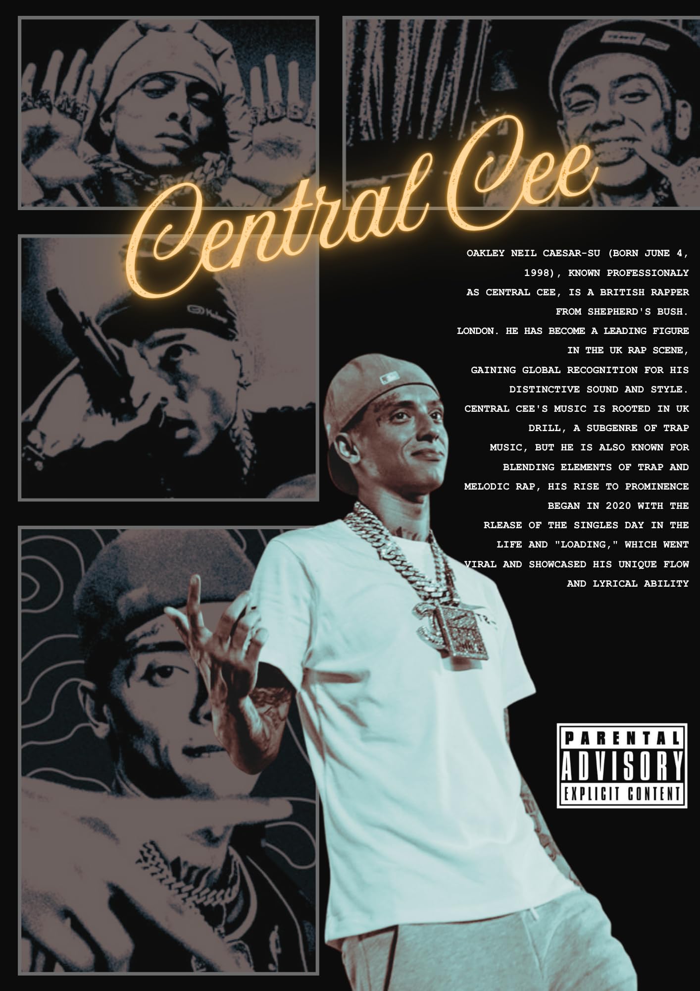 Central Cee Rap Poster – UK Drill Music Inspired Wall Art Print, Hip Hop Rapper Aesthetic Decor, Urban Streetwear Style Artwork for Bedroom, Studio, Gaming Room or Music Lover Gift, Unframed Poster Print-image-30