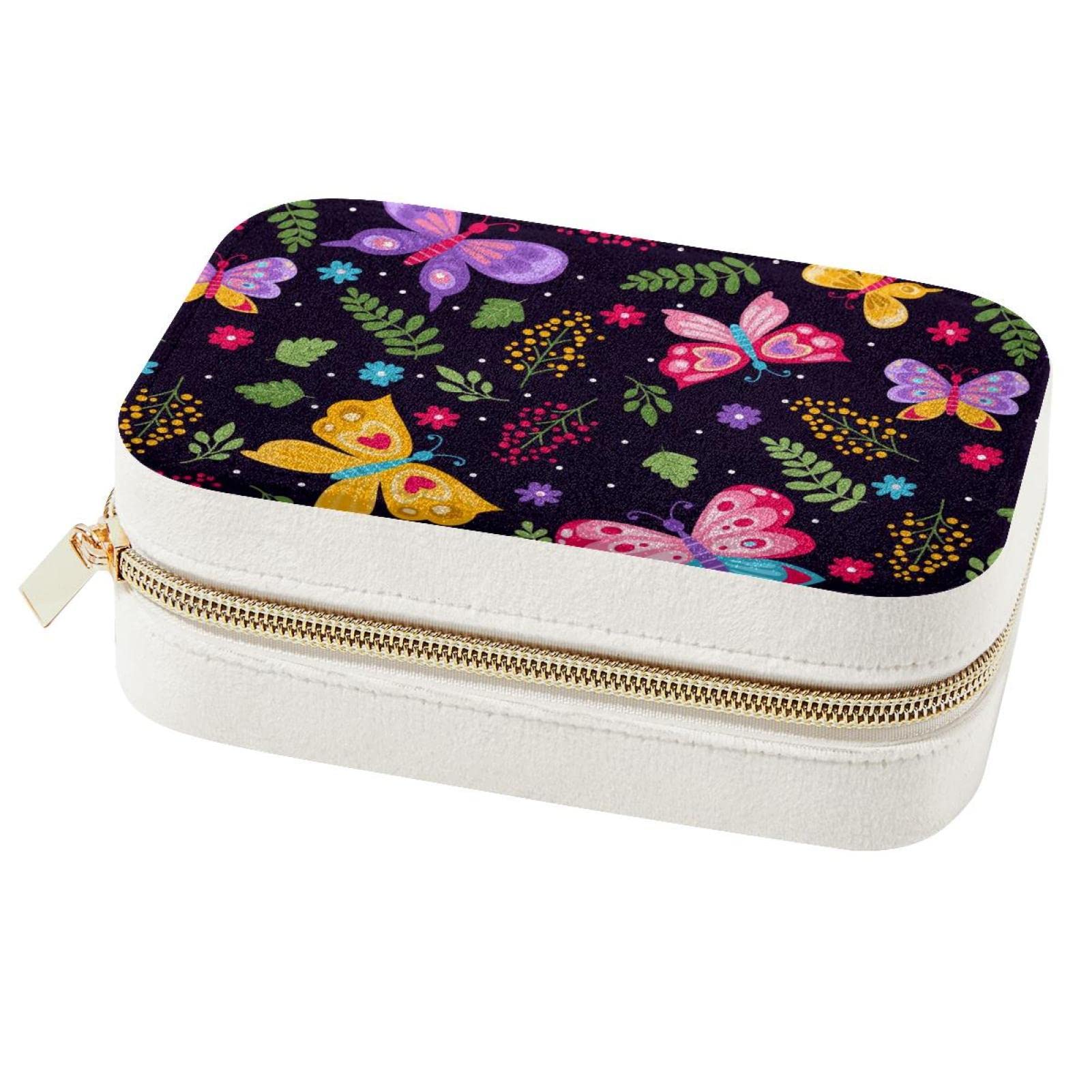 Boîte à bijoux de rangement pour femmes aux motifs feuilles