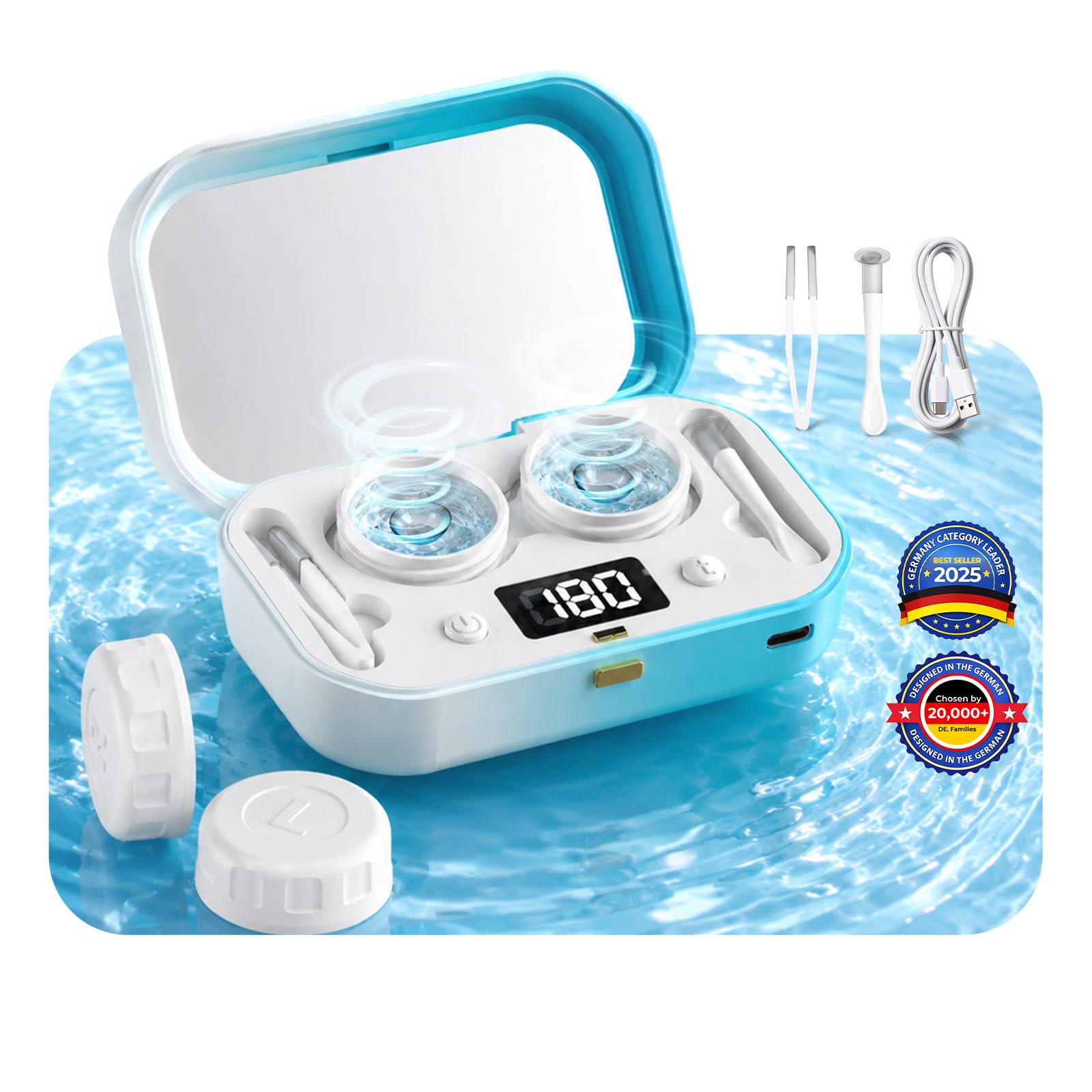 2026 QITQUNS 3-in-1 Ultrasonic Contact Lens Cleaner【Industry-Leading 60,000Hz Ultrasonic Power】 Contact Lens Cleaner Machine with Contact Lens Applicator Tool,Coral