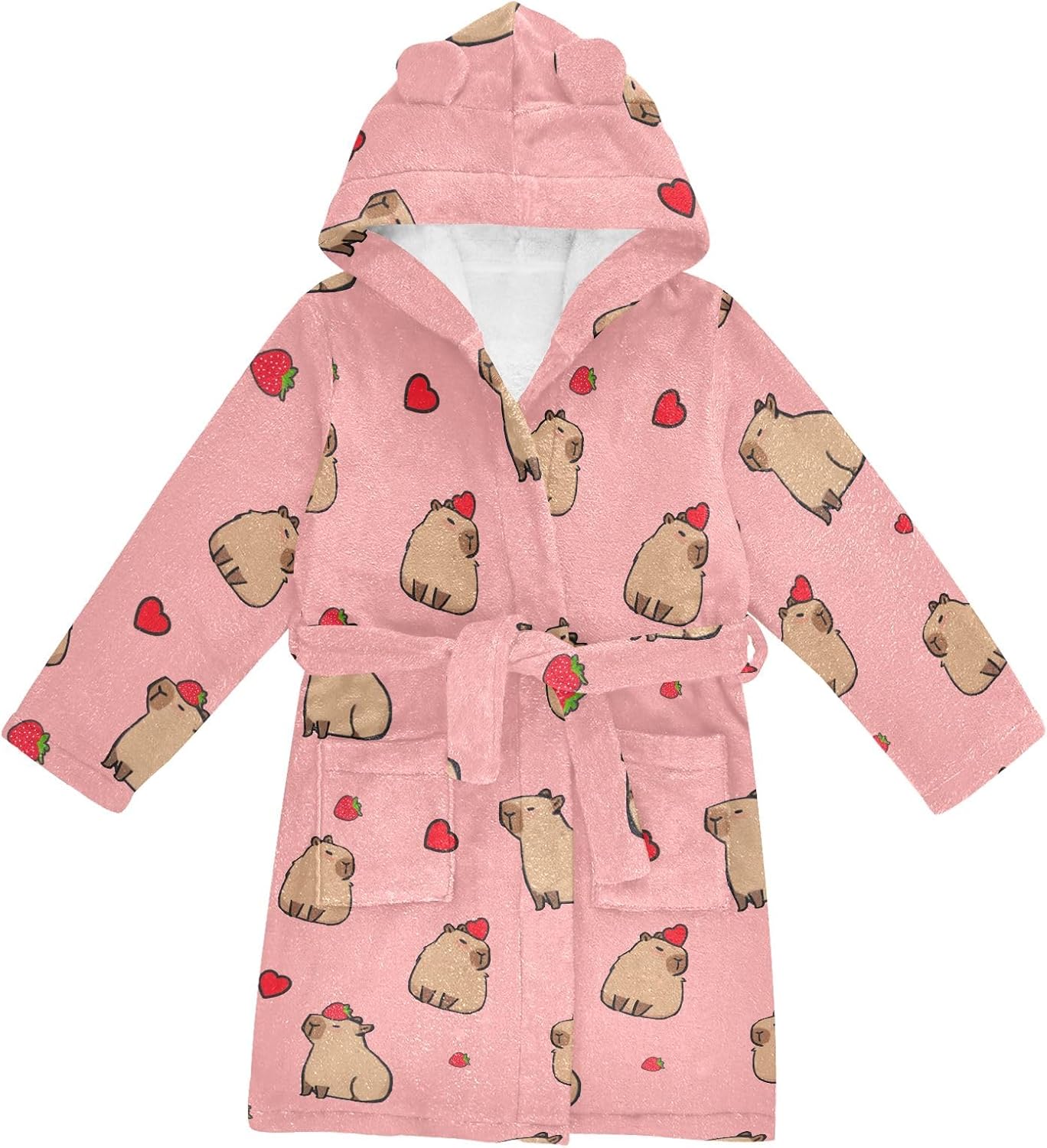 Dots Dogs Patterns Toddler Hooded Bathrobe for Boys Girls Soft Plush Bath Towel Robe 2-12 Years