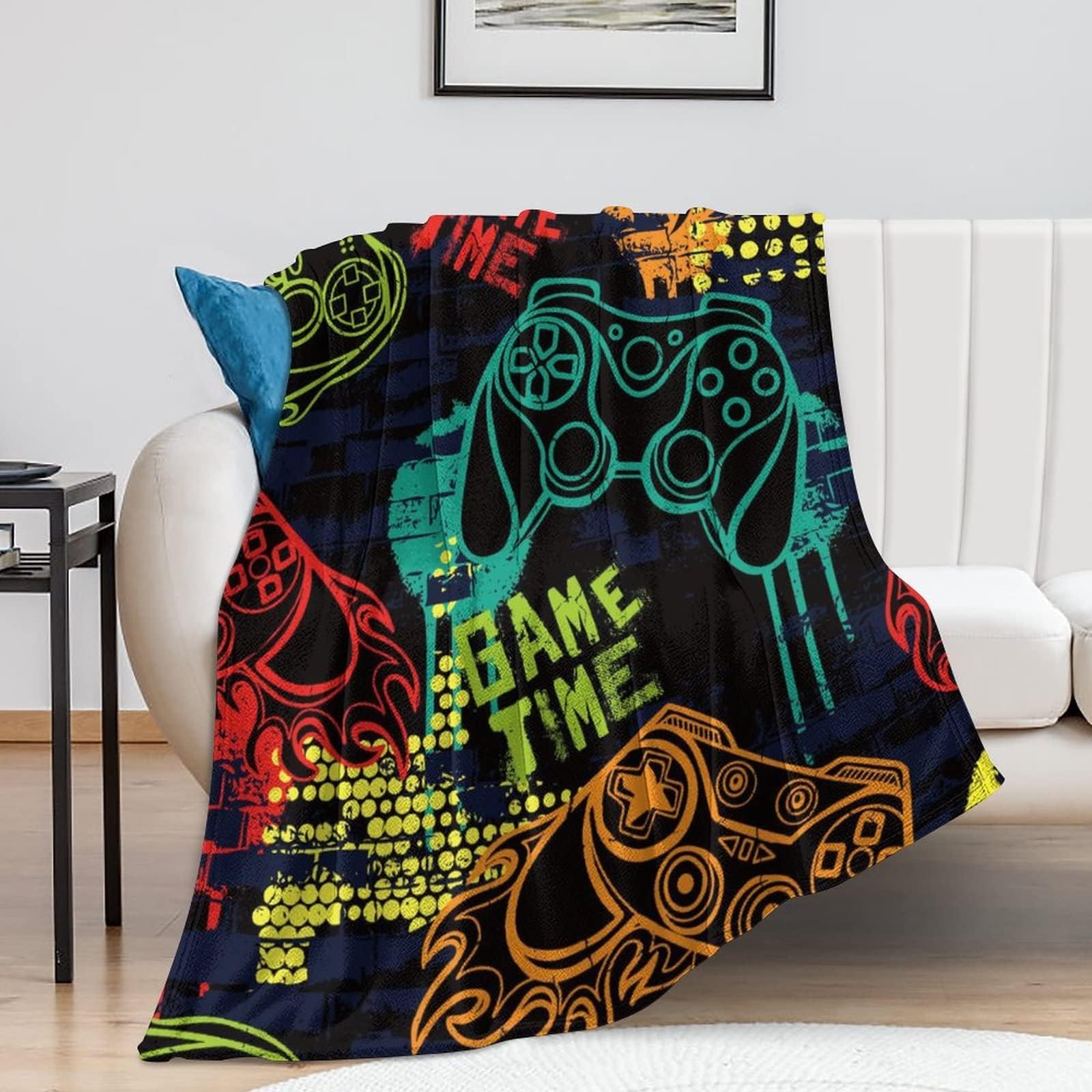 Guhothli Funny Video Games Flannel Fleece Throw Blanket, Super Soft Microfiber Blanket Fluffy Bed Plush Blanket Throw, Fuzzy Cozy Couch Blanket for All Seasons, 60x50 inches