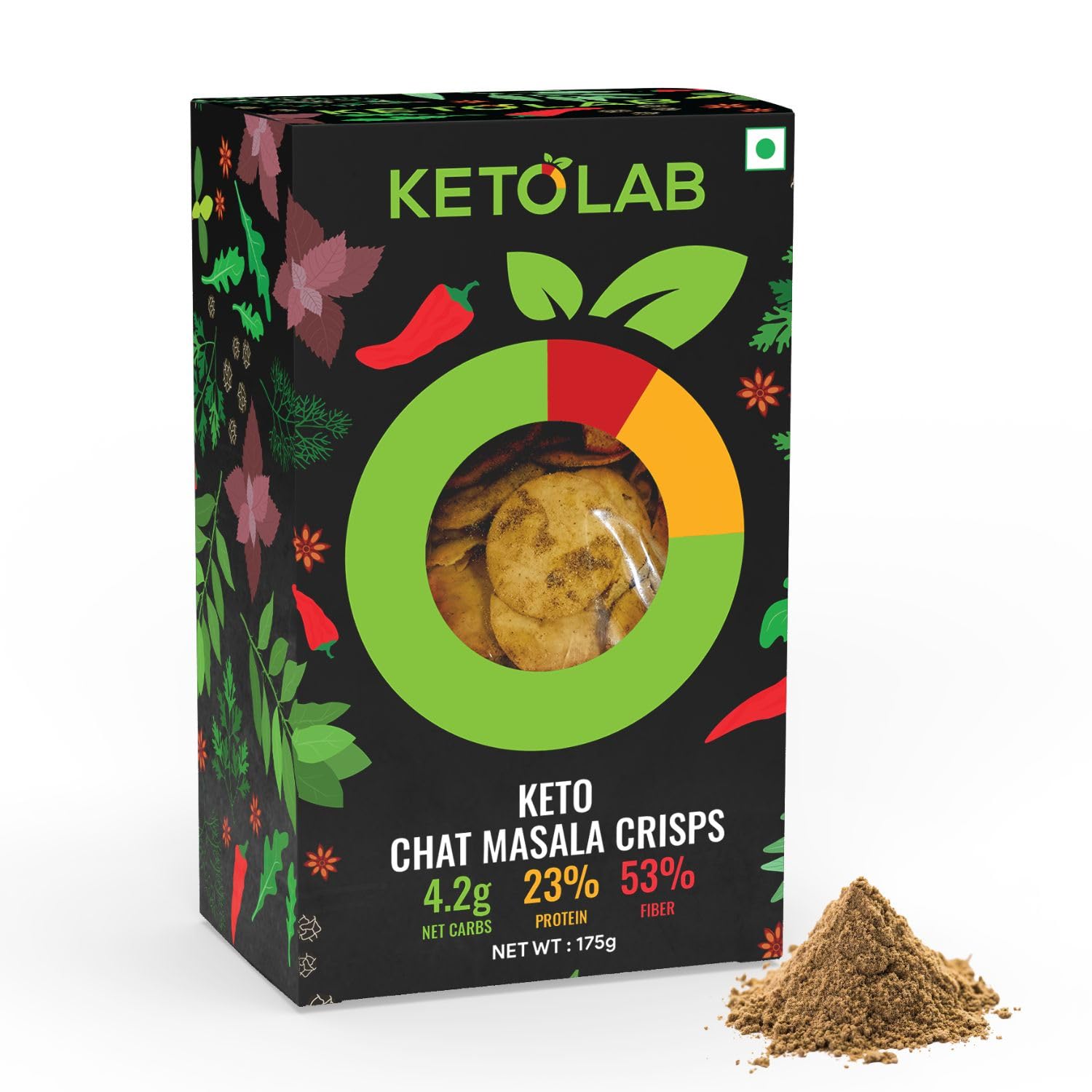 Ketolab Keto Chaat Masala Crisps, 175 Gms (Pack of 2) 4.2g Net Carb & 23% High Protein/Serving, Identical to Regular Crisps, Low Carb, High Fibre, Low GI, Keto Diet, Weight Loss, Diabetic Friendly-image-16