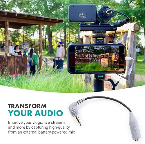 Miniatura 4 de Movo MC3 Adaptador TRS a TRRS de 0.138 in - Adaptador de micrófono para teléfonos inteligentes y tabletas iPhone y Android