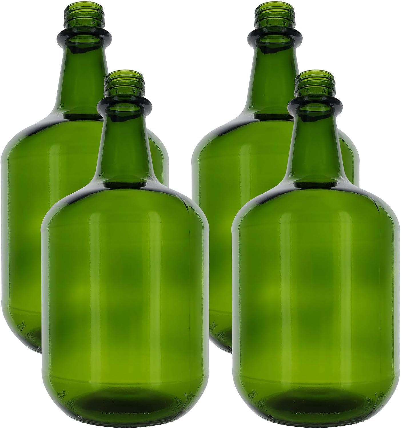 Home Brew Ohio 3L Jug Champagne Green - White Cap with Hole, Twin Bubble Airlock, and Polyseal Cap Pack of Four
