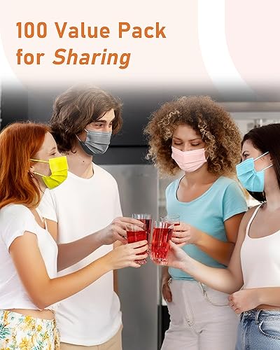 Miniatura 102 de Mascarillas desechables paquete de 100 unidades, 4 capas ASTM nivel 3 grado médico, transpirables para protección al aire libre de adultos, Sinfonía