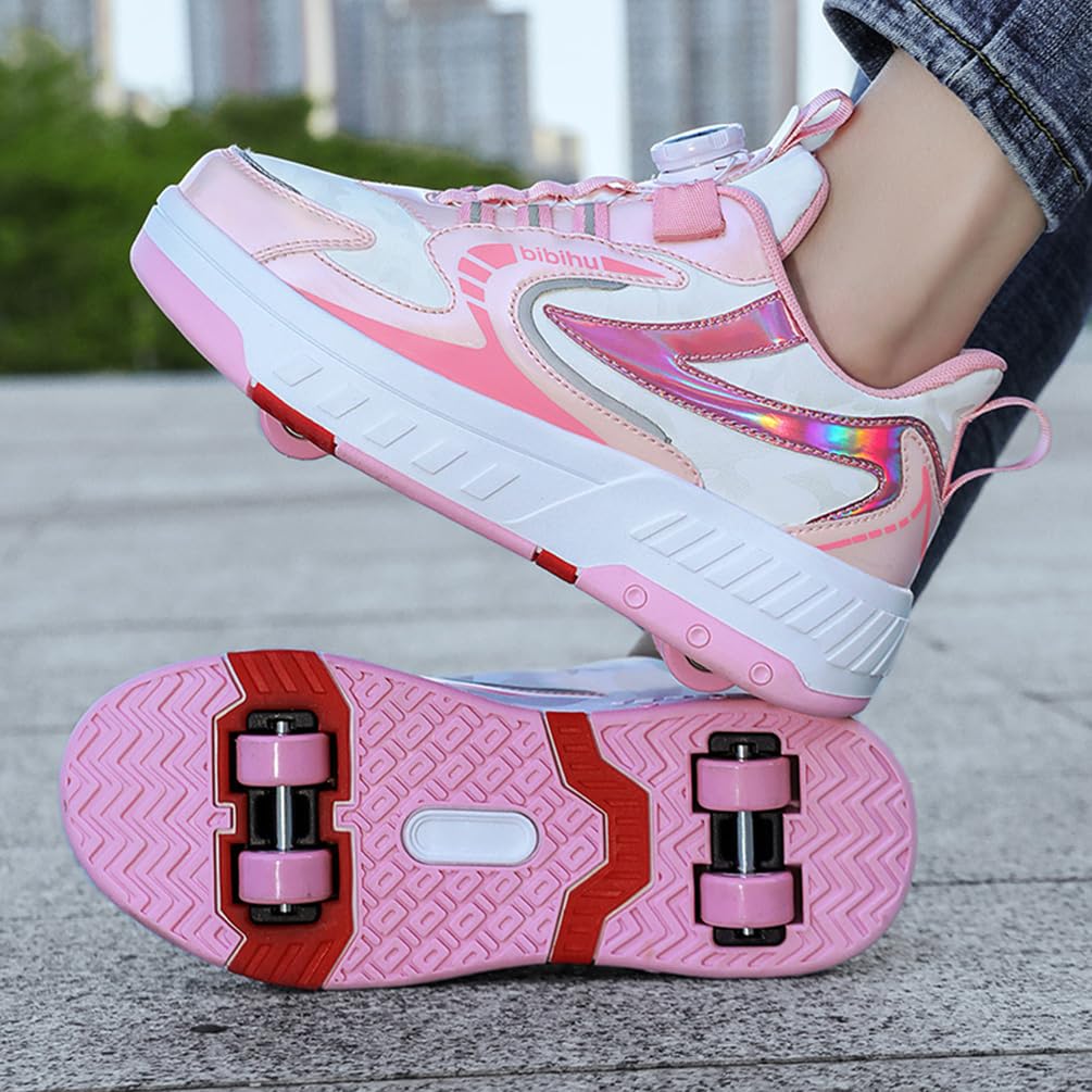 Dziewczęce buty na kółkach dla chłopców buty do deskorolki dla dzieci 2 w 1 wielofunkcyjne buty na rolkach buty na rolkach buty damskie, Rolka S37, 37 EU