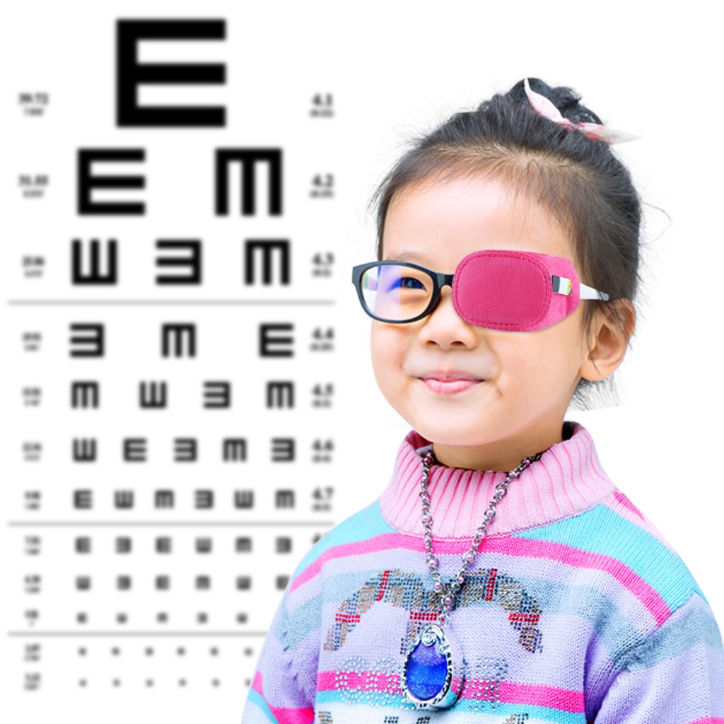 Ewinever(R) 6PCS Amblyopia Eye Patch For Glasses,Treat Lazy Eye and Strabismus for kids,No irritation to children's skin! (Pink)