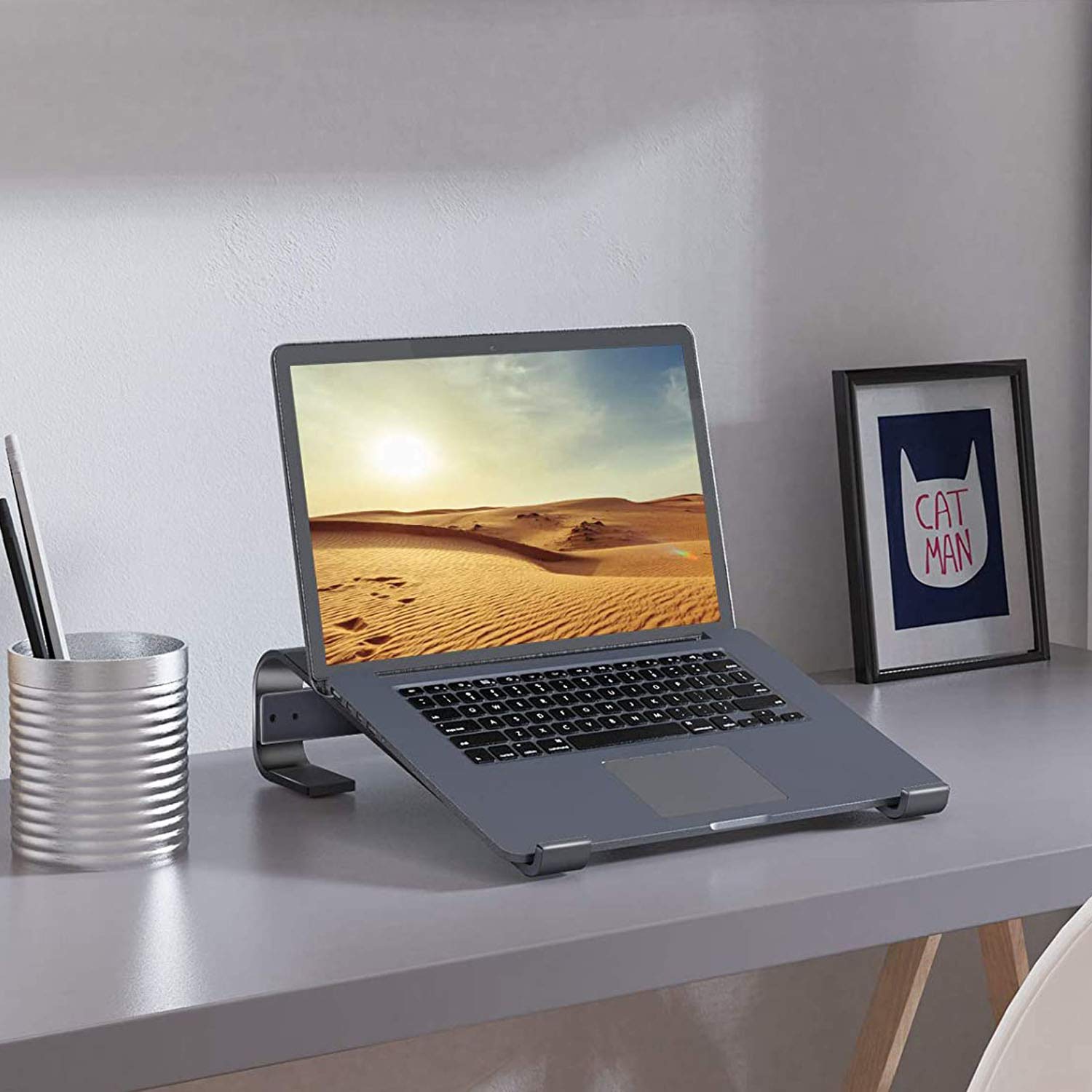 Supporto PC Portatile, Porta Pc Portatile Ergonomico Alluminio Leggero Ventilato Compatibile MacBook Air Pro, PC, iPad, Notebook, Tablette, Dell, XPS, HP 10-16.5 Pollici (Nero)