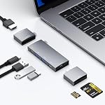 USB C Hub for MacBook, USB-C Hub 8-in-2, 2 HDMI 4K 60Hz, USB C, 2 USB A Data Ports microSD SD Card Reader for MacBook Pro 13 Inch, MacBook Air M1 M2 M3 iPad Dell XPS, Lenovo Thinkpad, HP Laptops