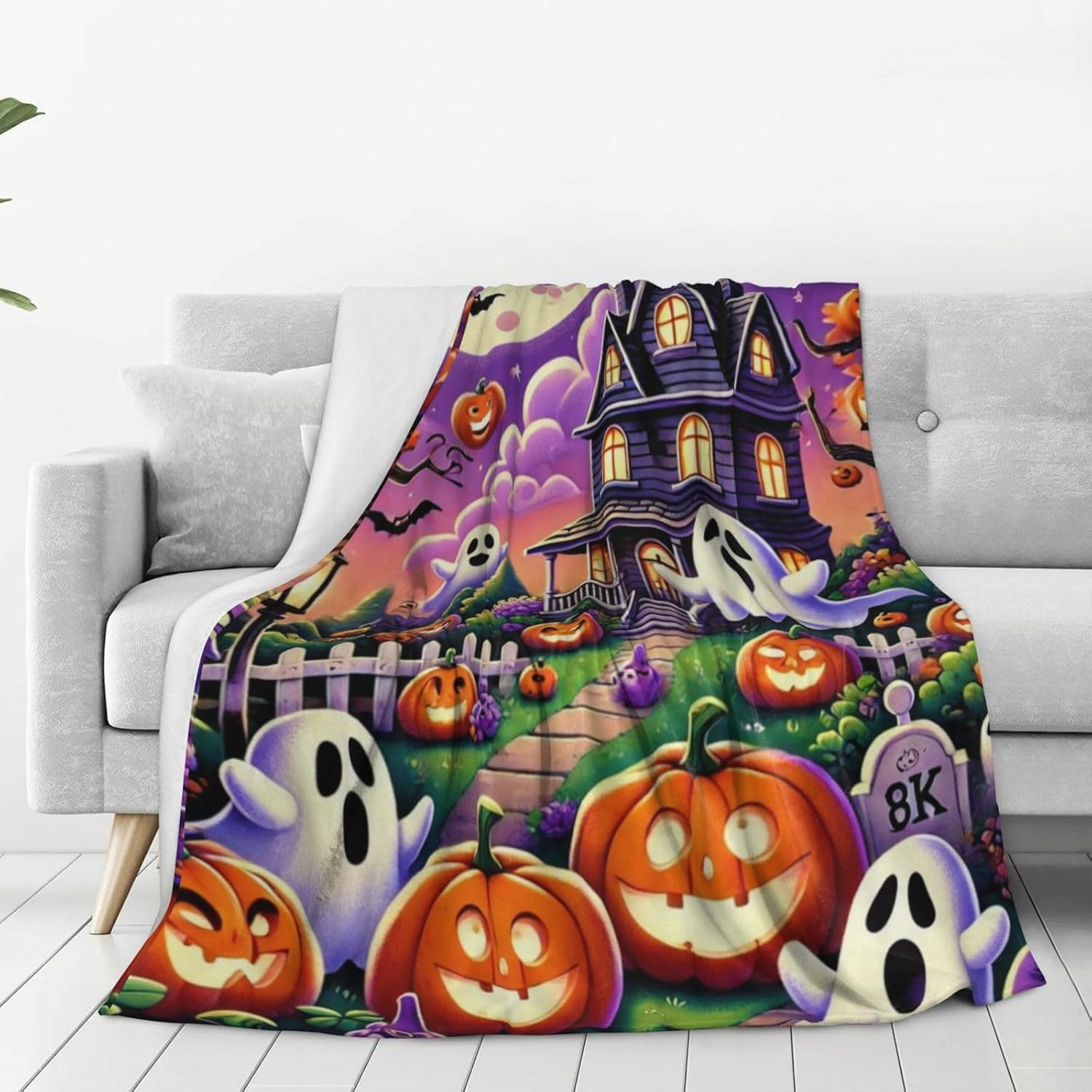 Halloween Pumpkin Blanket,Fall Halloween Throw Blanket Gifts for Women,Cozy Soft Flannel Fleece Quilt for Home Living Room Couch Bed Chair or Dorm Decor 60"x80"