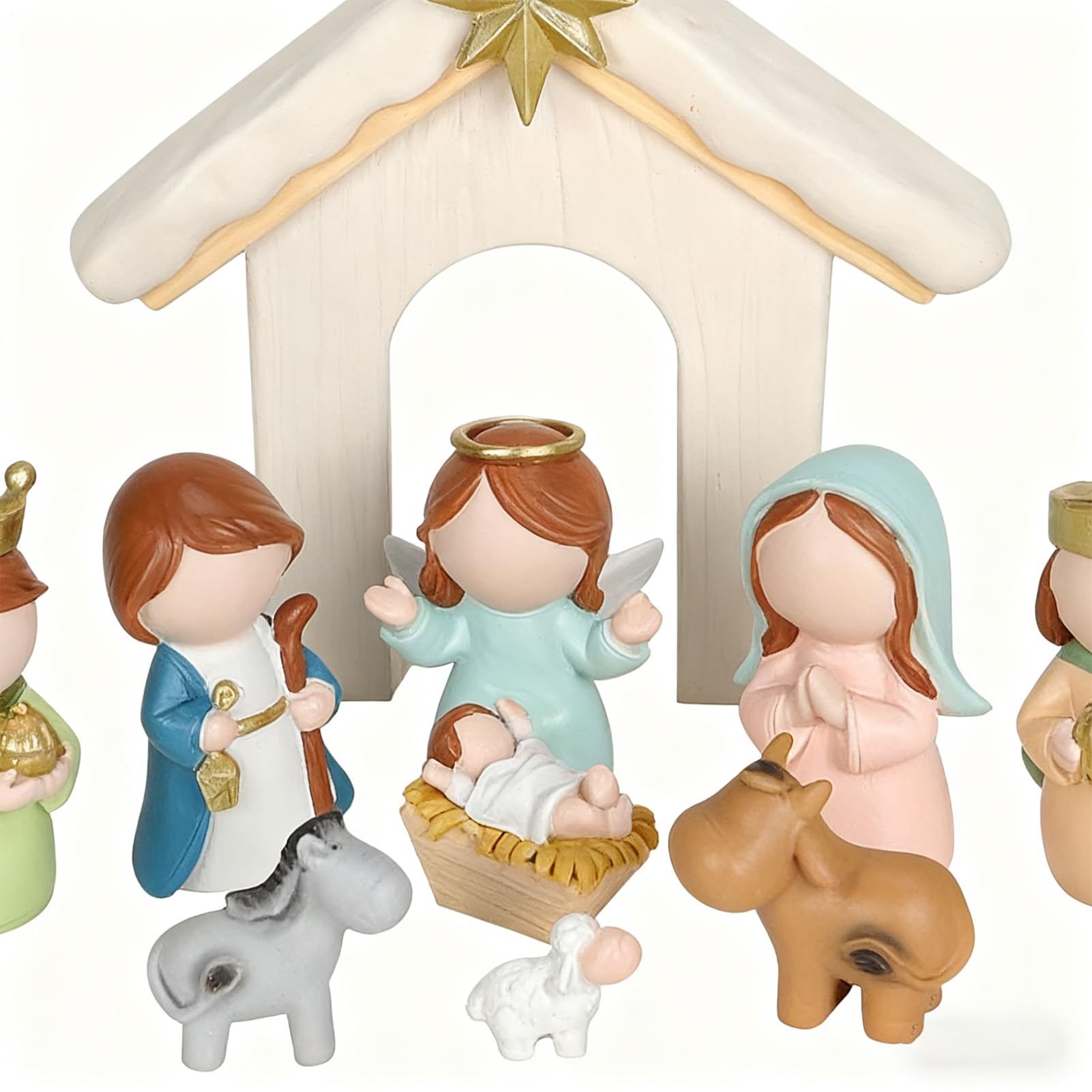 Weihnachtskrippe – anpassbare Display-Optionen, Weihnachtskrippen-Sets, tragbare Geschenkoption Krippen-Set, Weihnachtsszene für Kinder und Erwachsene, christlicher Schreibtisch, Tischregal, Kaminsims