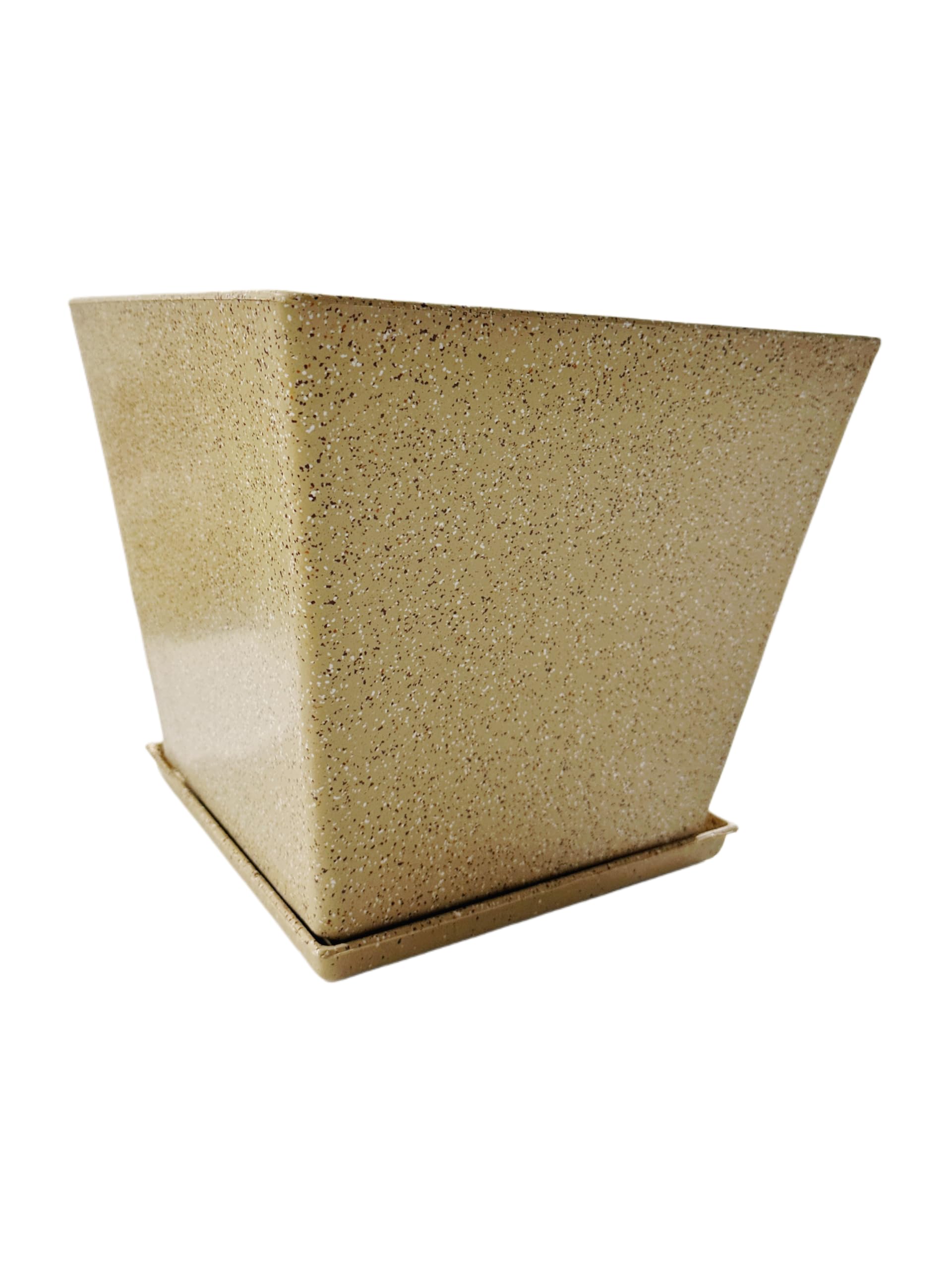 ENGRAFT Greece Fiber Planter - Durable Flower Pot with Tray -1 ENGRAFT Greece Fiber Planter - Durable Flower Pot with Tray -1