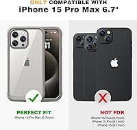 Vista 135 de Diaclara - Funda diseñada para iPhone 15 Plus de 6.7 pulgadas, transparente, cuerpo completo, con protector de pantalla, resistente de protección