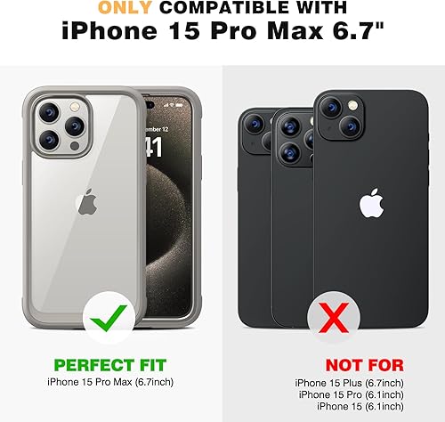 Miniatura 135 de Diaclara - Funda diseñada para iPhone 15 Plus de 6.7 pulgadas, transparente, cuerpo completo, con protector de pantalla, resistente de protección