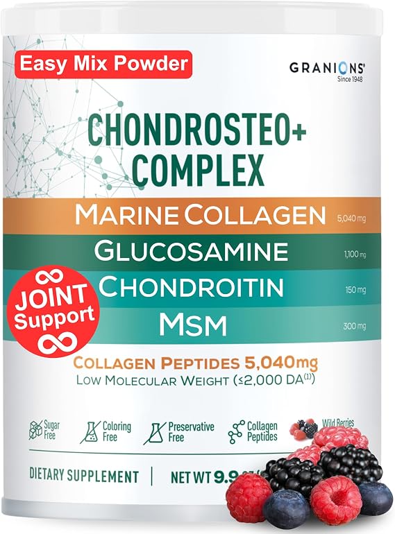 Granions Glucosamine Chondroitin MSM Powder and Collagen Hyaluronic Complex - Joint Support Bundle