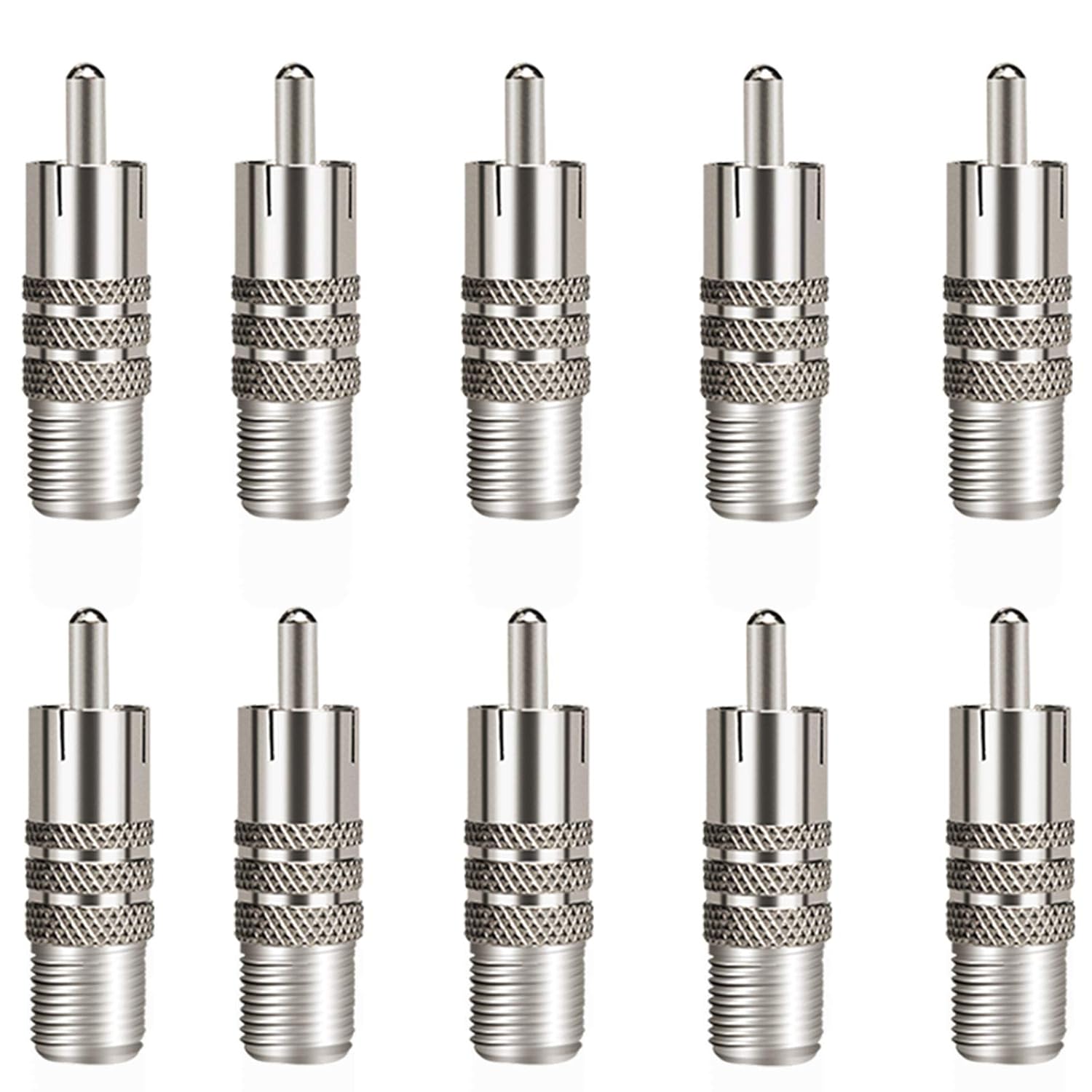 10 Adaptadores Conector Coaxial F Hembra a RCA Macho Aniann
