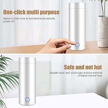 Travel Electric Kettle, Portable Mini Kettle Small Hot Water Boiler 304 Stainless Steel Fast Boiling Water with Auto Shut-Off and Boil Dry Protection (white)
