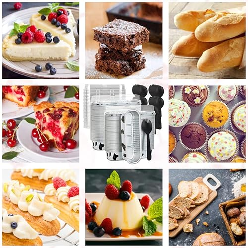 Miniatura 3 de 150 moldes para hornear mini pan con tapas y cucharas, moldes antiadherentes para hornear de 6.8 fl oz, moldes para pan de papel de aluminio