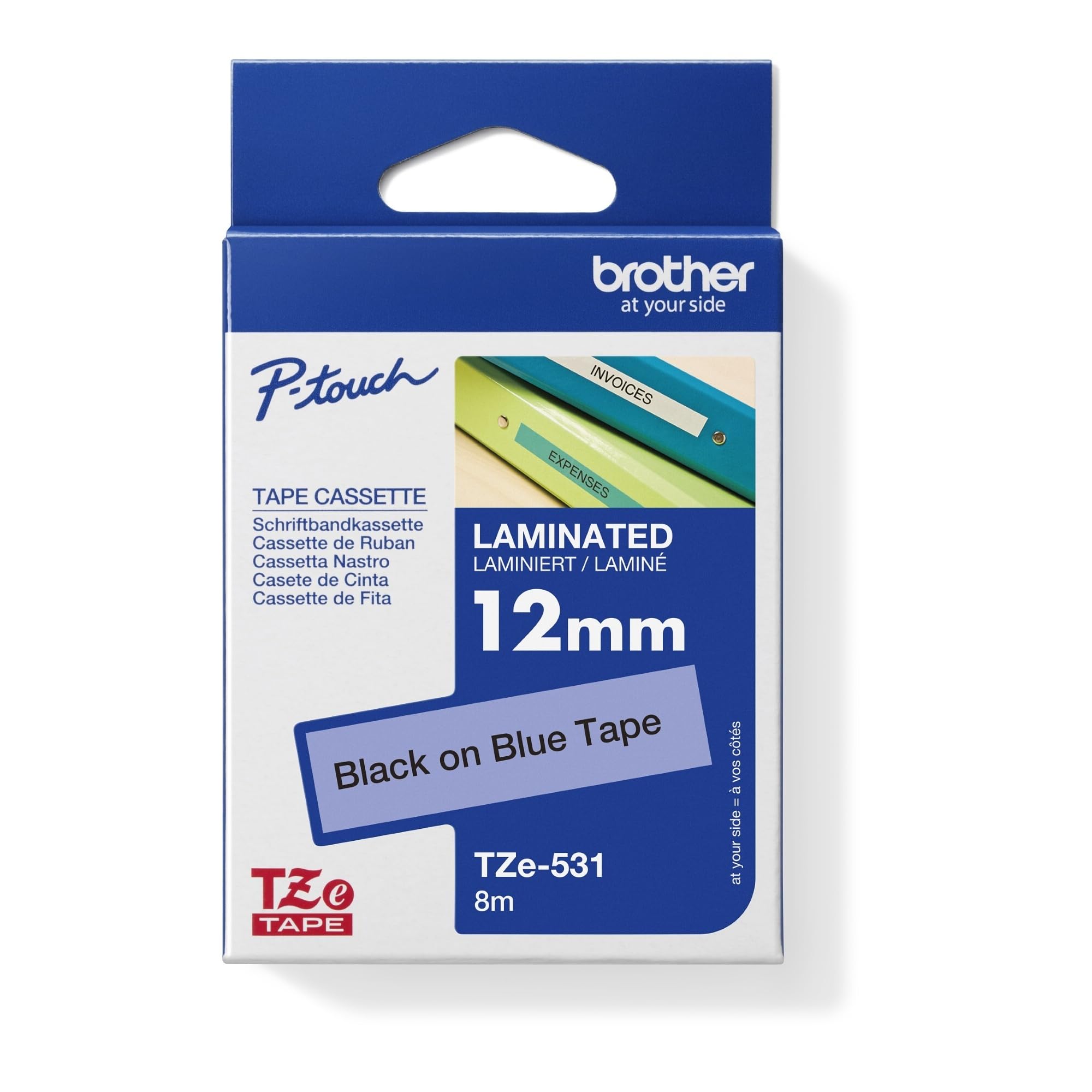 Brother Tze531 - Laminated Tape - Black On Blue - Roll (1.2 Cm X 8 M) - 1 Roll(S)