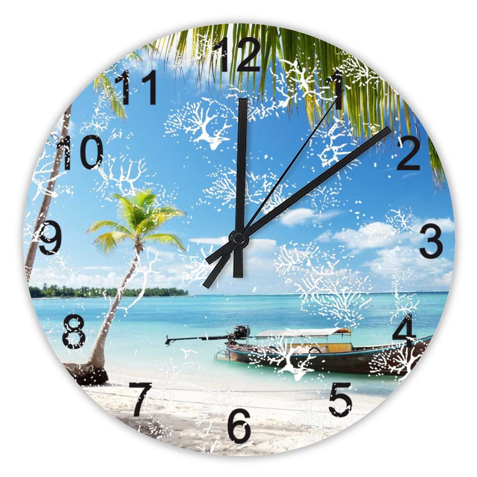 Horloge murale silencieuse 40 cm au design océan sans tic-tac pour salon