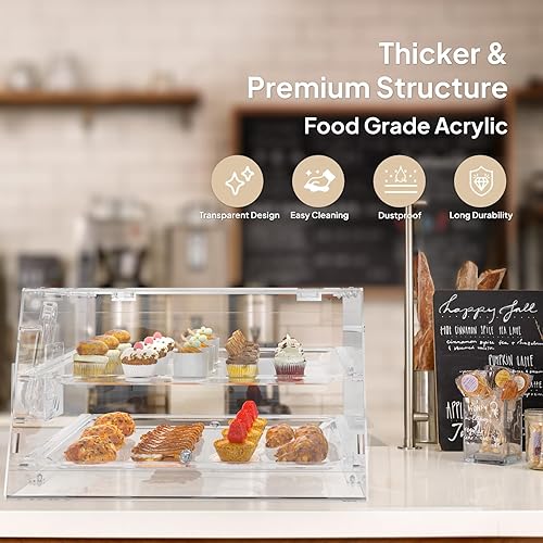 Miniatura 4 de Vitrina de pastelería de 2 niveles con bandejas extraíbles, pinza para servir