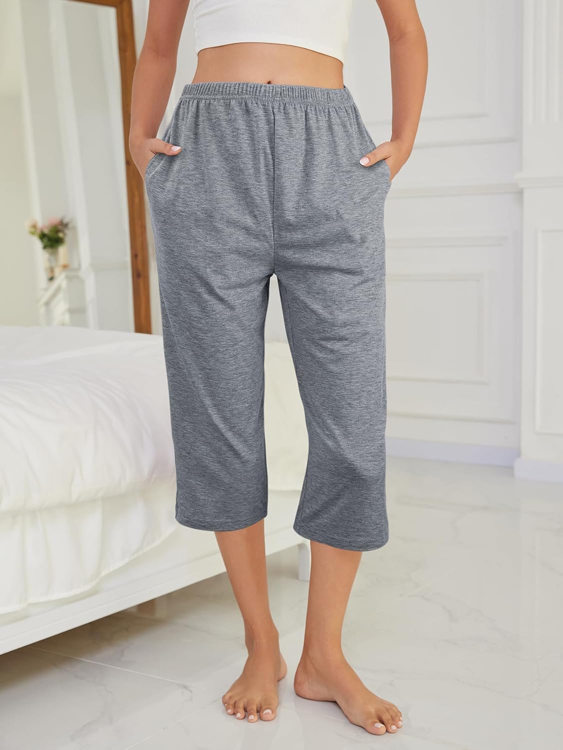 VENTELAN 3 Pack Womens Ultra-Soft Capri Pajama Pants Adjustable Waistband Sleepwear Bottoms (Available in Plus Size) S-XXXL - Image 5