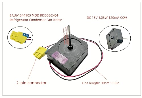 Miniatura 2 de EAU61644105 Motor evaporador para motor de ventilador de condensador de refrigerador LG, compatible con AP5679692, PS7791916, EAU61644105