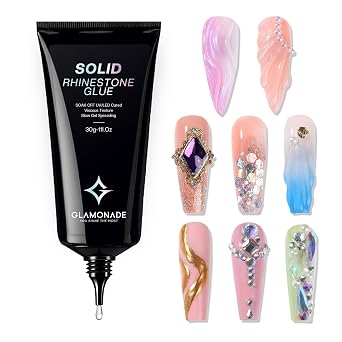 Glamonade Nail Rhinestone Solid Glue 30g Super Strong Gel for Nail Gems Charms No Wipe Clear Gel for 3D Nail Art DIY Nail Designs Nail Tech Must Supplies