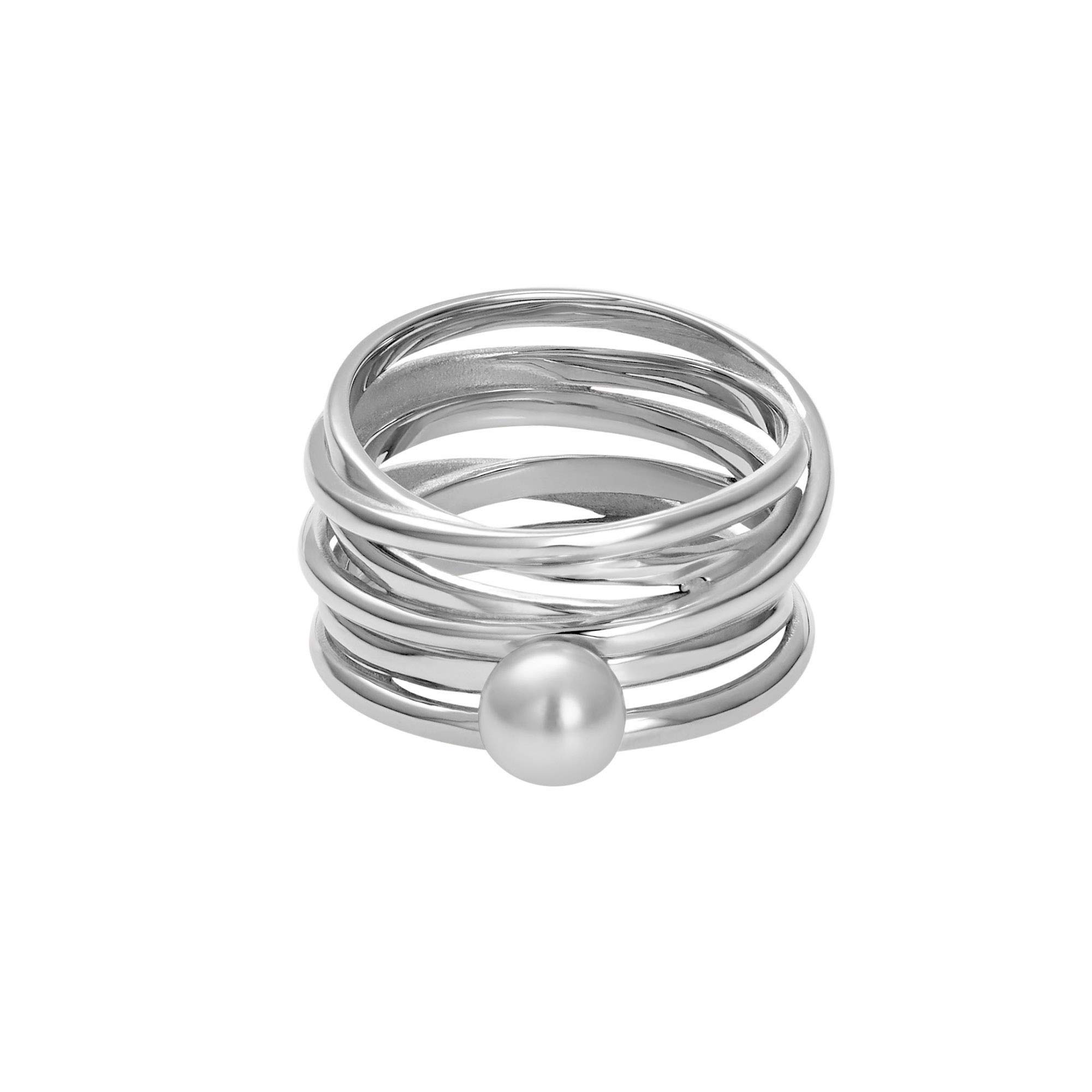 Heideman Ring Damen Serpens Silber Edelstahl Perle weiß poliert