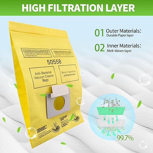 Miniatura 7 de Paquete de 20 bolsas de vacío de repuesto 5055 para recipiente tipo CQ 5055 50555 50557 50558 50403 50410 53291 tipo C-5 C-18 amarillo